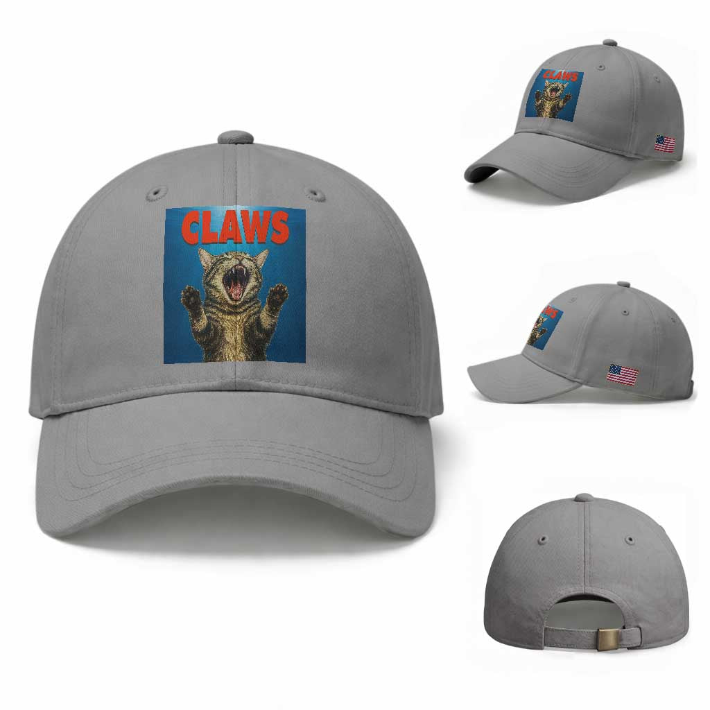 Funny Claws Cat Baseball Cap Horror Movie Parody TS12 Baseball Cap Universal Fit Sport Gray Print Your Wear