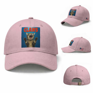 Funny Claws Cat Baseball Cap Horror Movie Parody TS12 Baseball Cap Universal Fit Light Pink Print Your Wear
