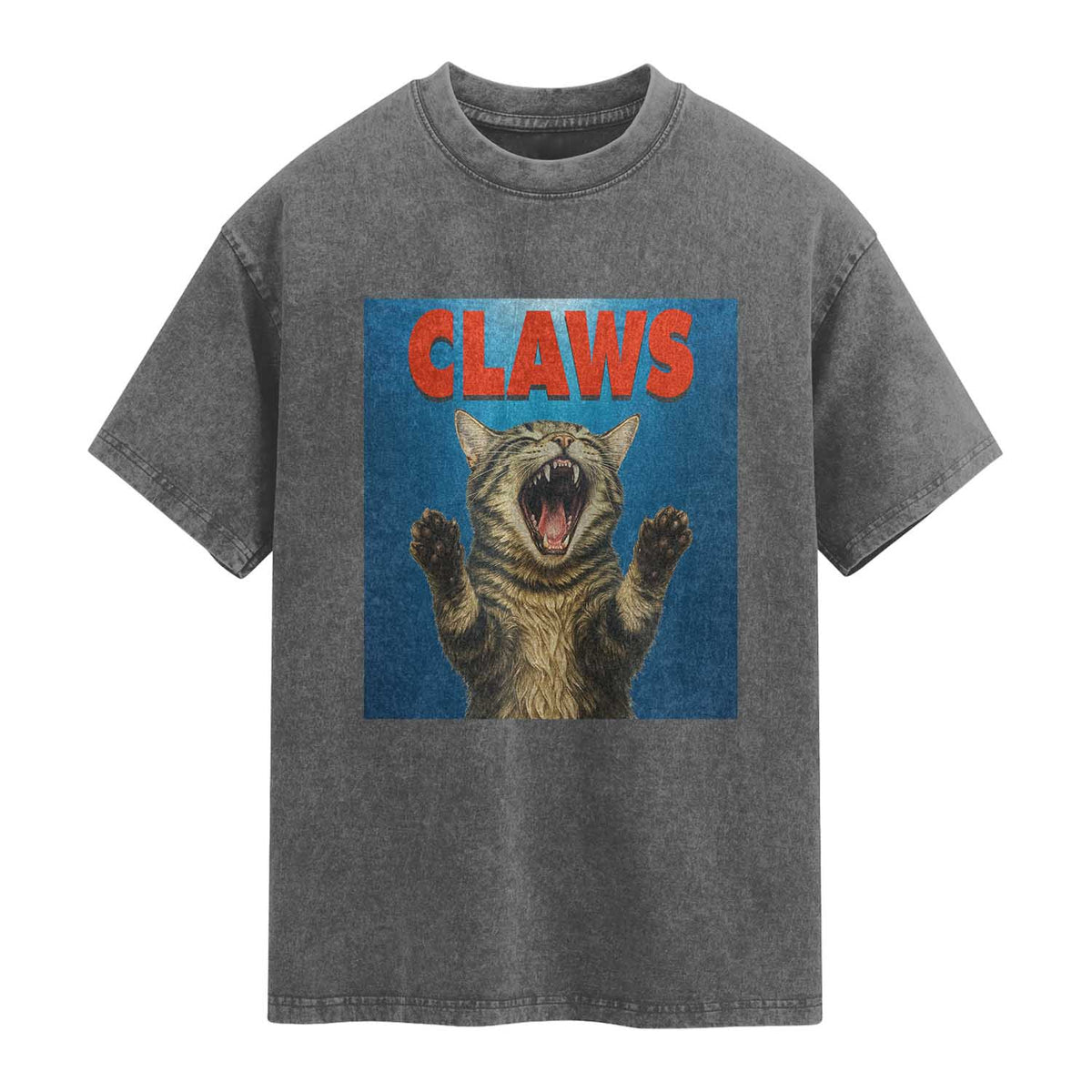 Funny Claws Cat Washed Cotton T-Shirt Horror Movie Parody