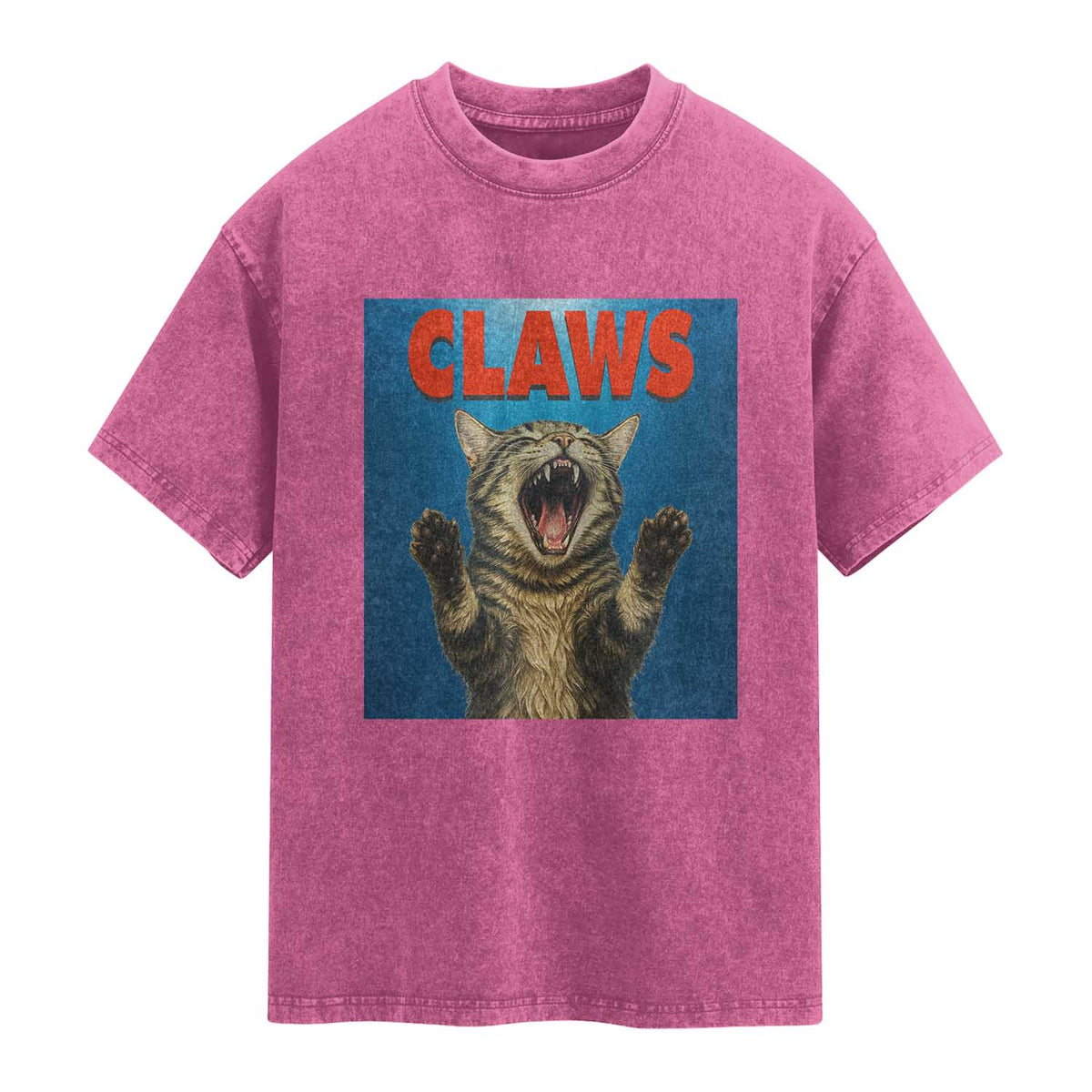 Funny Claws Cat Washed Cotton T-Shirt Horror Movie Parody
