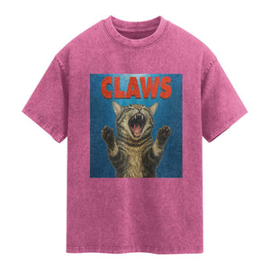 Funny Claws Cat Washed Cotton T-Shirt Horror Movie Parody