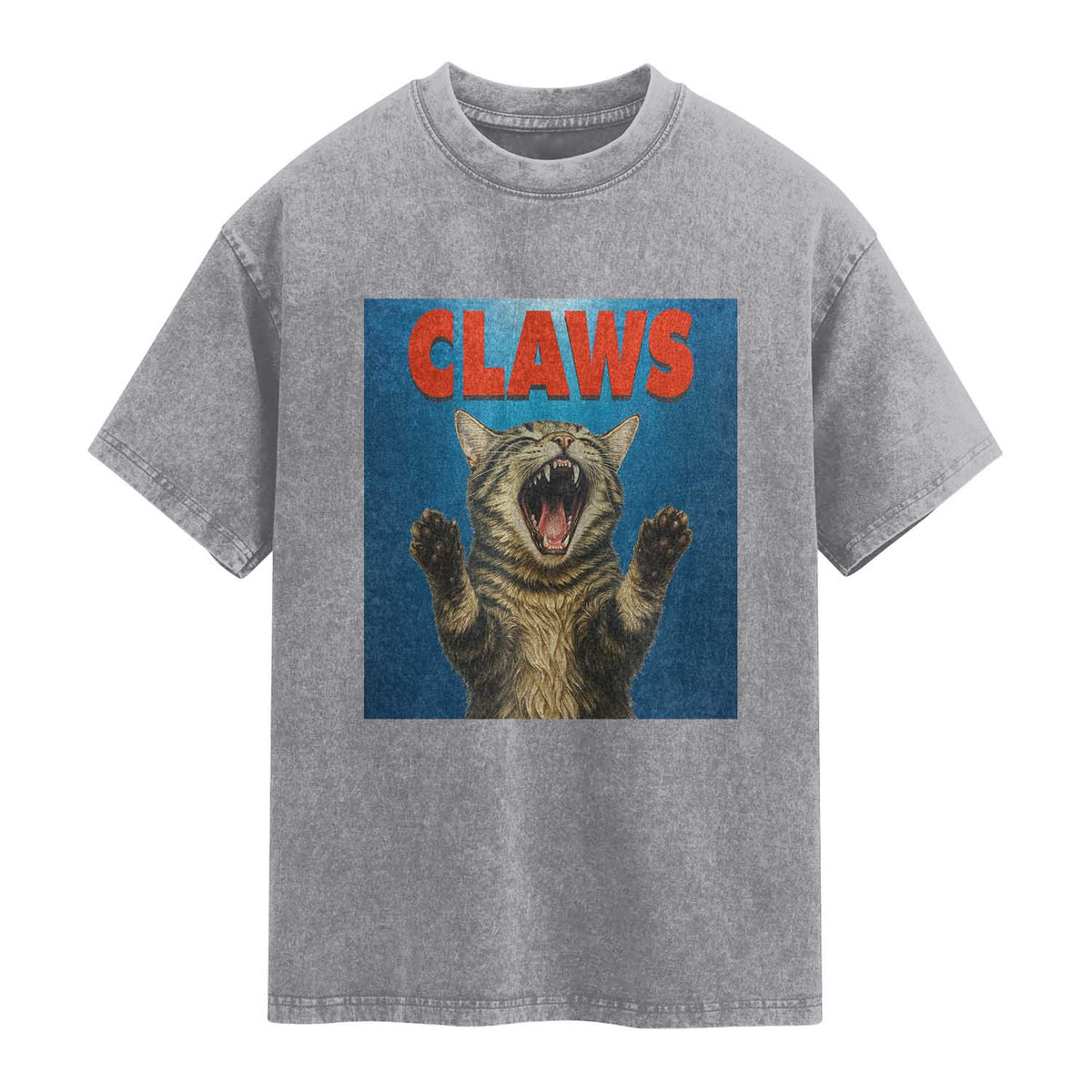 Funny Claws Cat Washed Cotton T-Shirt Horror Movie Parody