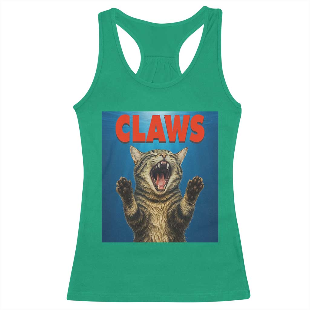 Funny Claws Cat Racerback Tank Top Horror Movie Parody TS12 Irish Green Print Your Wear