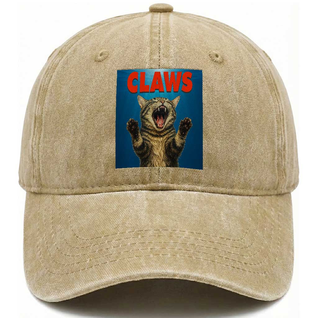 Funny Claws Cat Washed Cotton Baseball Cap Horror Movie Parody TS12 Print Your Wear