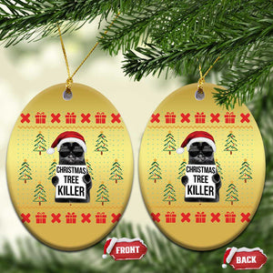 Funny Xmas Black Cat Christmas Ornament Xmas Tree Killer Santa Kitten TS12 Oval Gold Print Your Wear