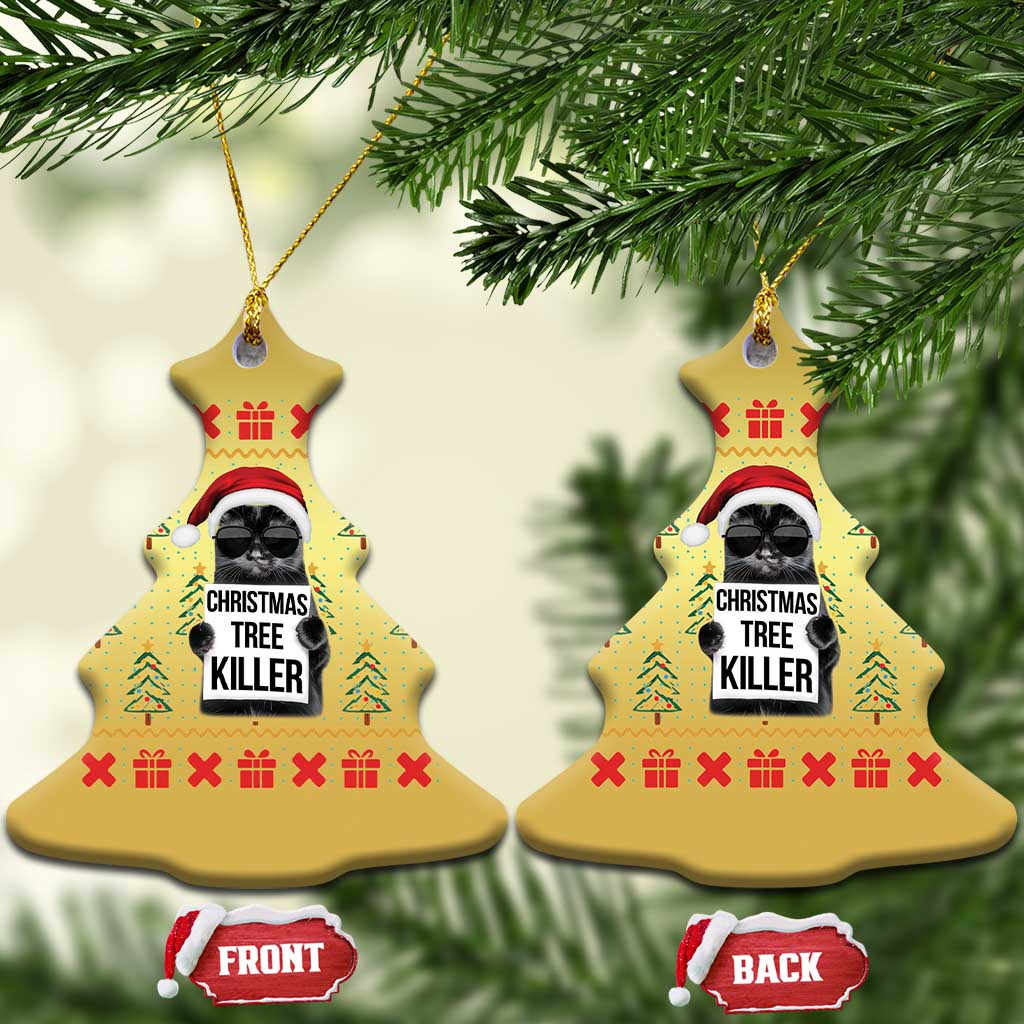 Funny Xmas Black Cat Christmas Ornament Xmas Tree Killer Santa Kitten TS12 Christmas Tree Gold Print Your Wear