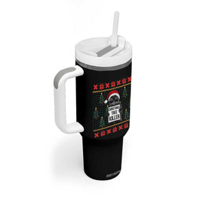 Funny Xmas Black Cat Tumbler With Handle Christmas Tree Killer Santa Kitten TS12 Print Your Wear