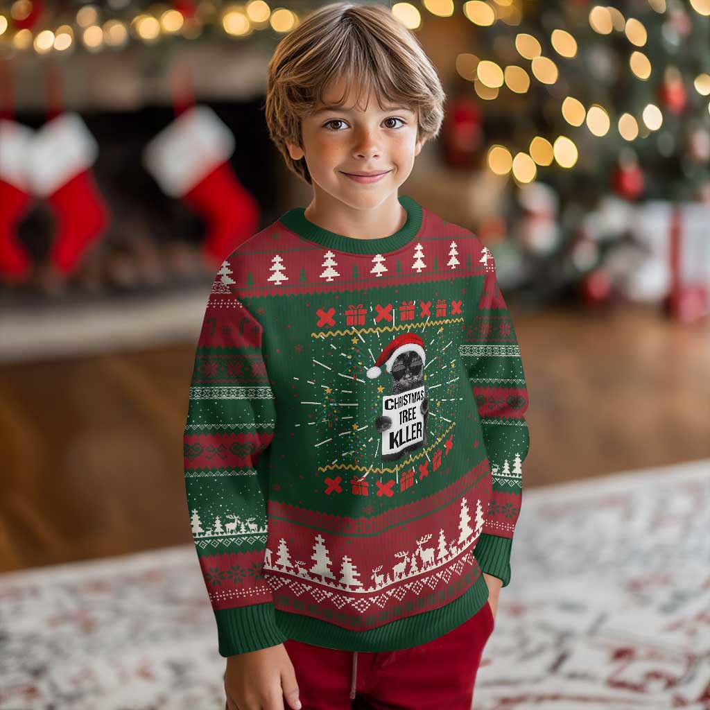 Funny Xmas Black Cat Ugly Christmas Sweater Xmas Tree Killer Santa Kitten TS12 Christmas Print Your Wear