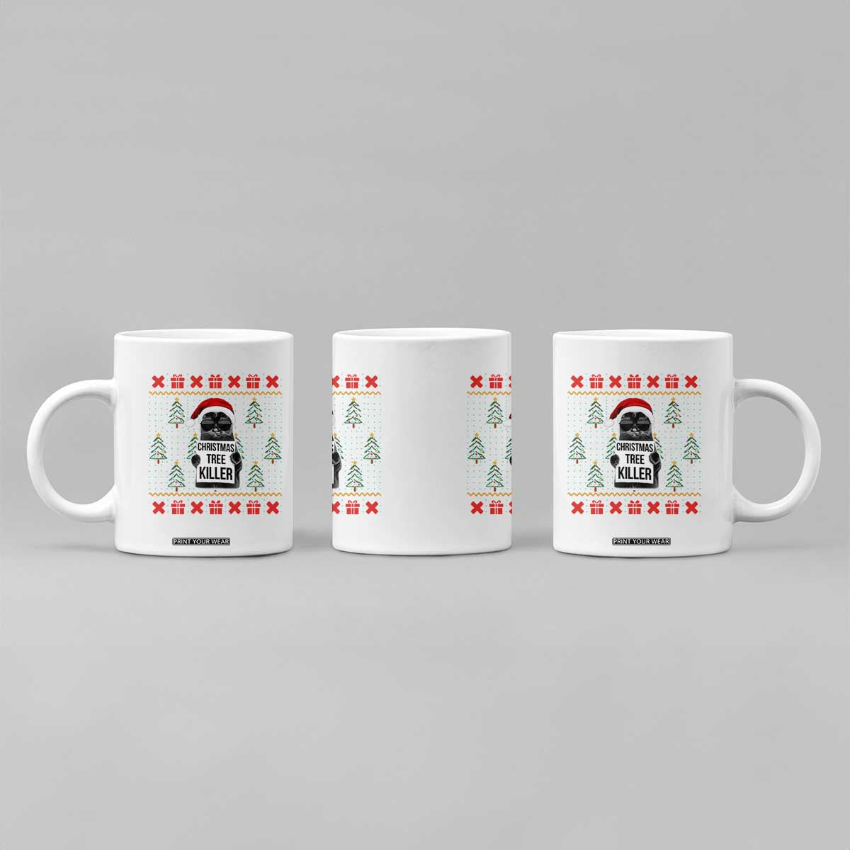 Funny Xmas Black Cat Coffee Mug Christmas Tree Killer Santa Kitten TS12 Print Your Wear