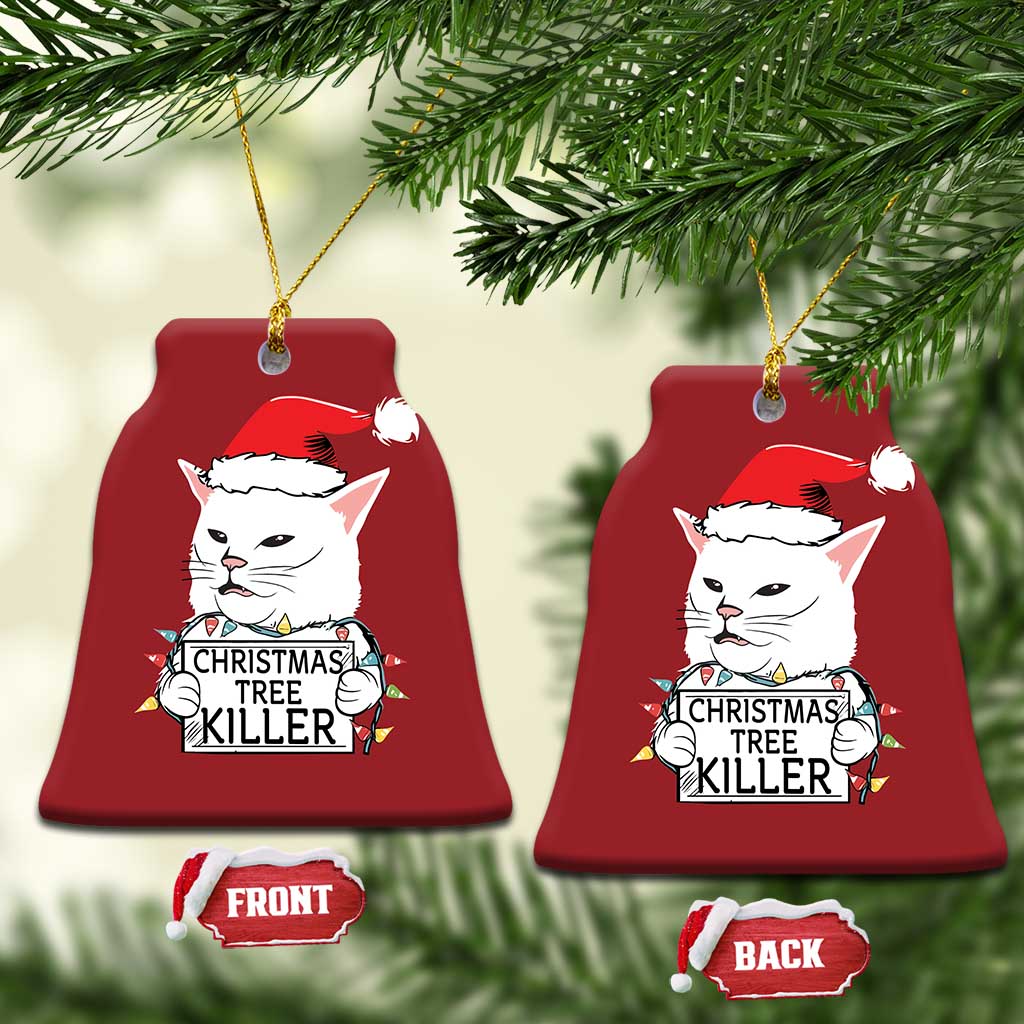 Funny Xmas Grumpy Cat Christmas Ornament Xmas Tree Killer Santa Kitten TS12 Bell Flake Red Print Your Wear