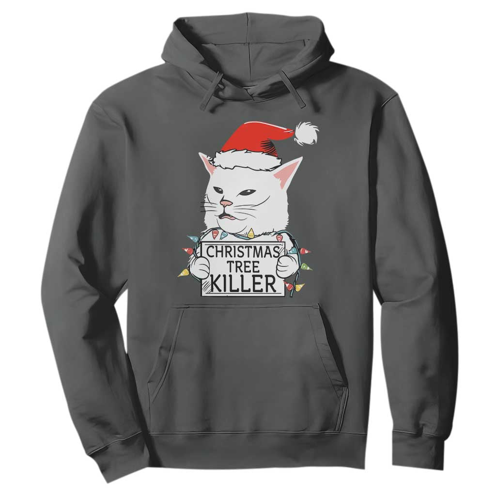 Funny Xmas Grumpy Cat Hoodie Christmas Tree Killer Santa Kitten TS12 Dark Heather Print Your Wear