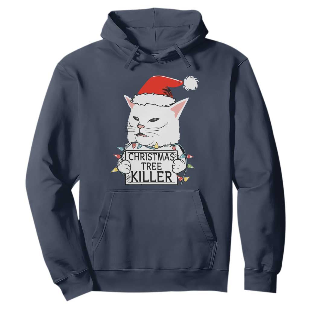 Funny Xmas Grumpy Cat Hoodie Christmas Tree Killer Santa Kitten TS12 Navy Print Your Wear