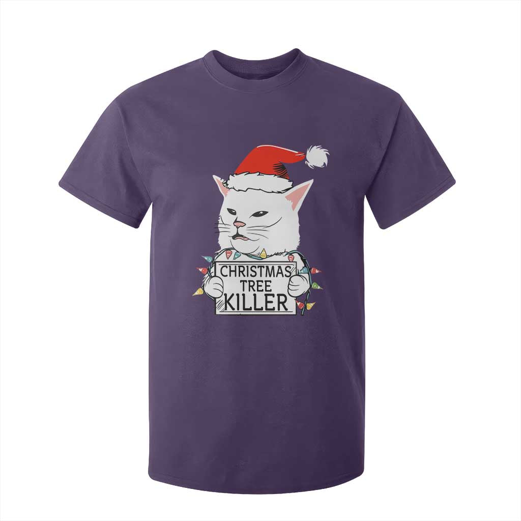 Funny Xmas Grumpy Cat T Shirt For Kid Christmas Tree Killer Santa Kitten TS12 Purple Print Your Wear