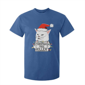 Funny Xmas Grumpy Cat T Shirt For Kid Christmas Tree Killer Santa Kitten TS12 Royal Blue Print Your Wear