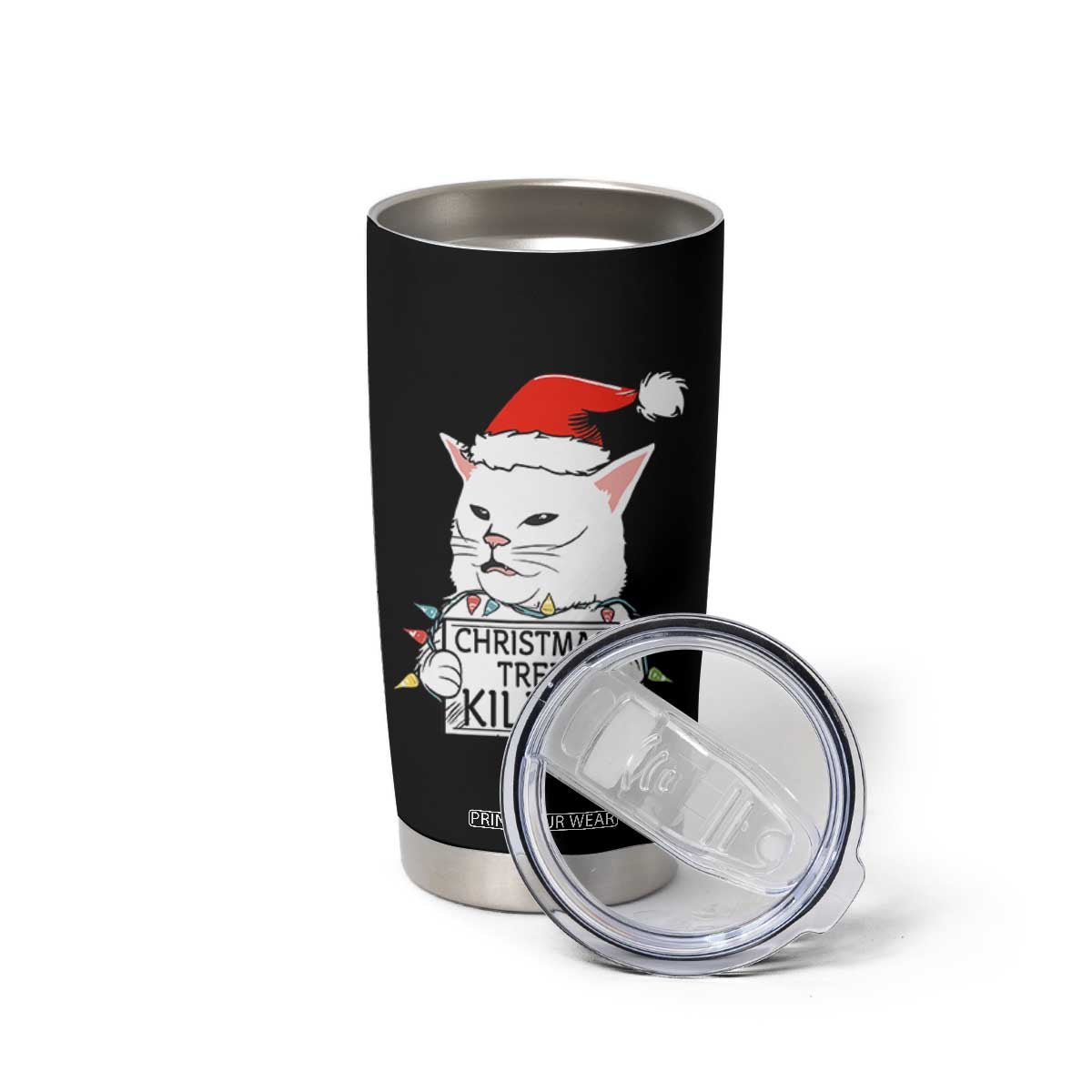 Funny Xmas Grumpy Cat Tumbler Cup Christmas Tree Killer Santa Kitten TS12 Print Your Wear