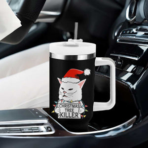 Funny Xmas Grumpy Cat Tumbler With Handle Christmas Tree Killer Santa Kitten TS12 Print Your Wear
