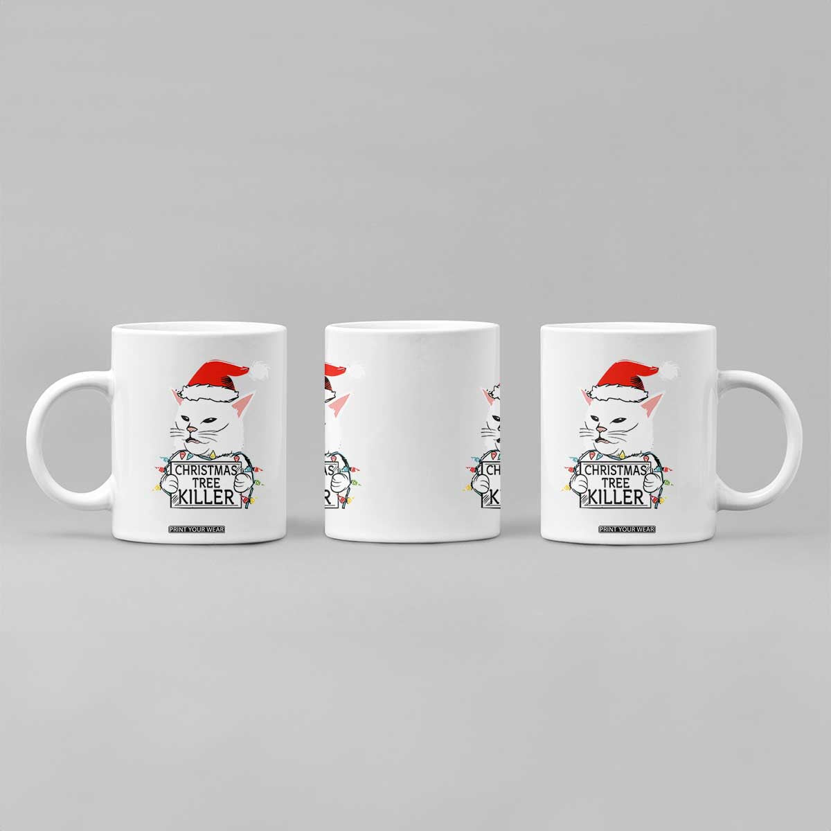 Funny Xmas Grumpy Cat Coffee Mug Christmas Tree Killer Santa Kitten TS12 Print Your Wear