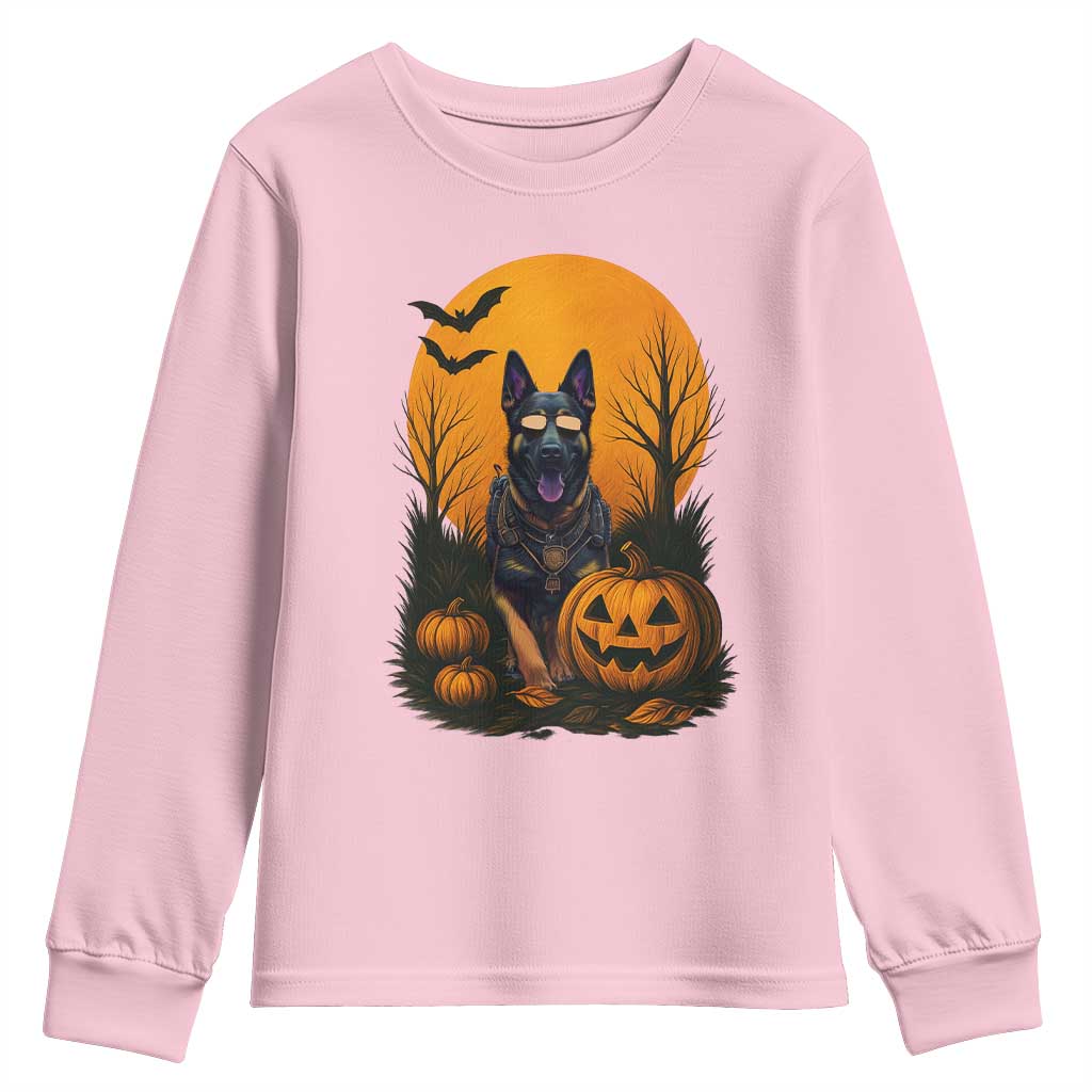 Cool German Shepherd Police Dog Celebrate Halloween Youth Sweatshirt TS12 Light Pink Print Your Wear