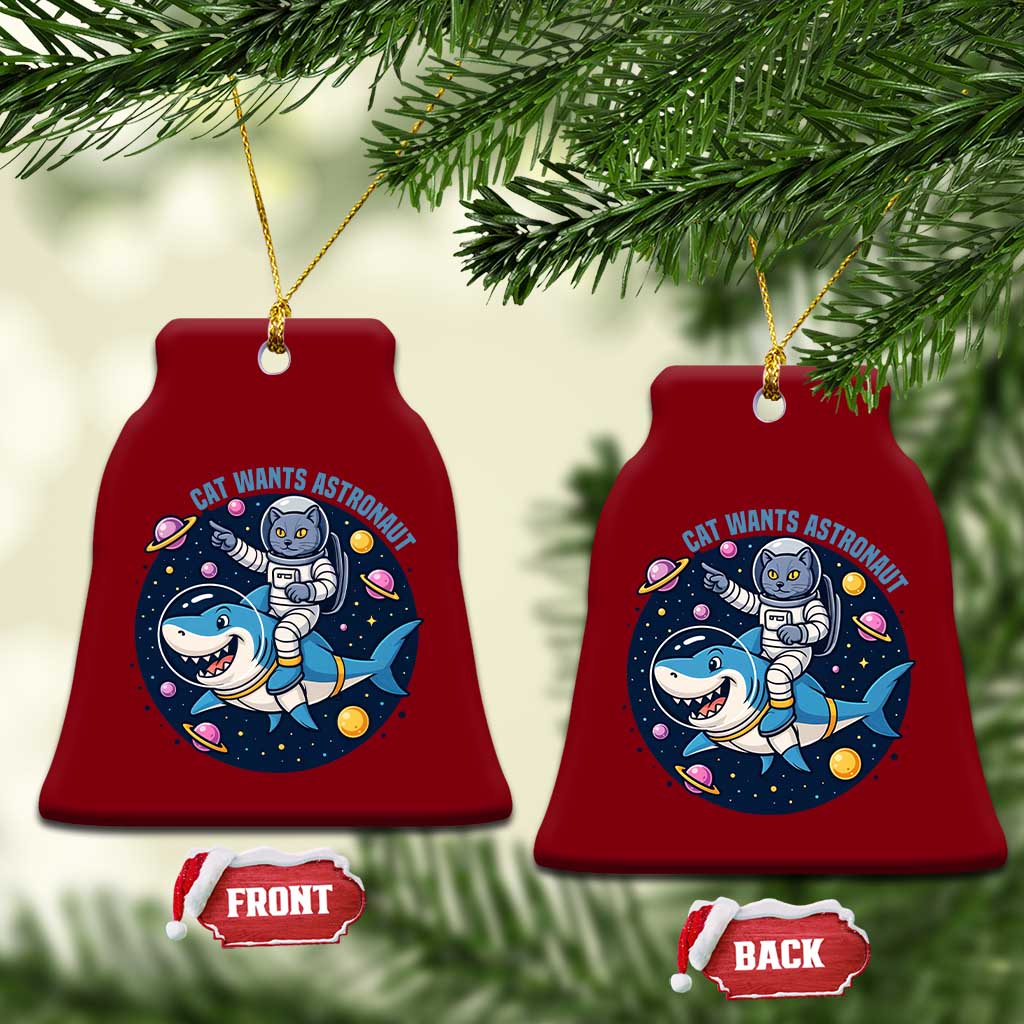 Funny Space Cat Wants Astronaut Ceramic Ornament Sharks Sci fi Fan Universe TS12 Print Your Wear
