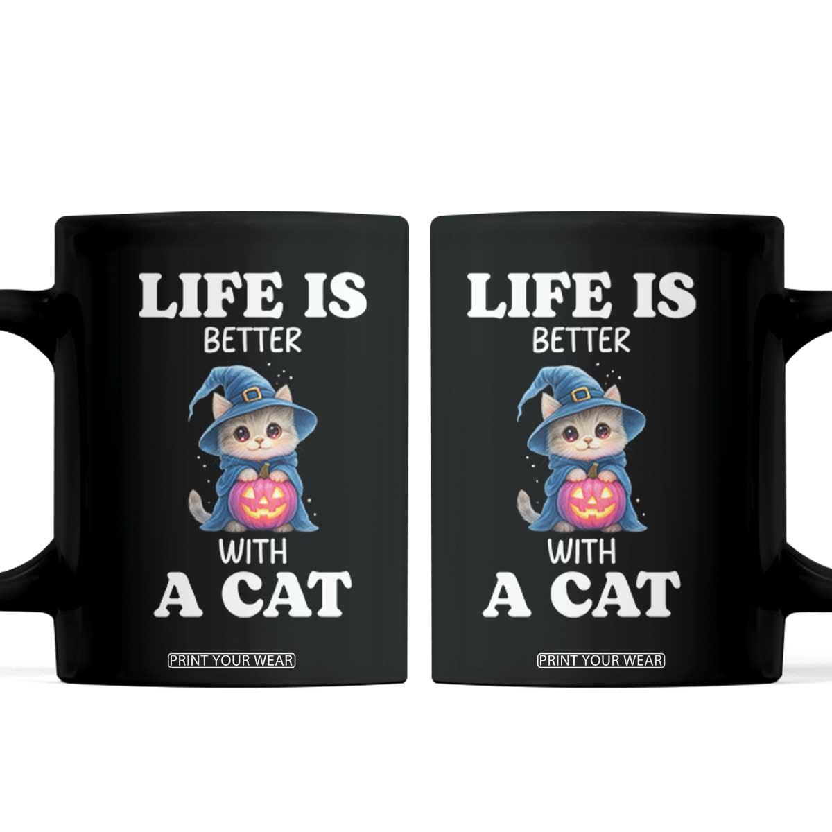 Halloween Kitty Coffee Mug Cute Life Is Better With A Cat TS12 Black Print Your Wear