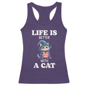Halloween Kitty Racerback Tank Top Cute Life Is Better With A Cat TS12 Purple Print Your Wear