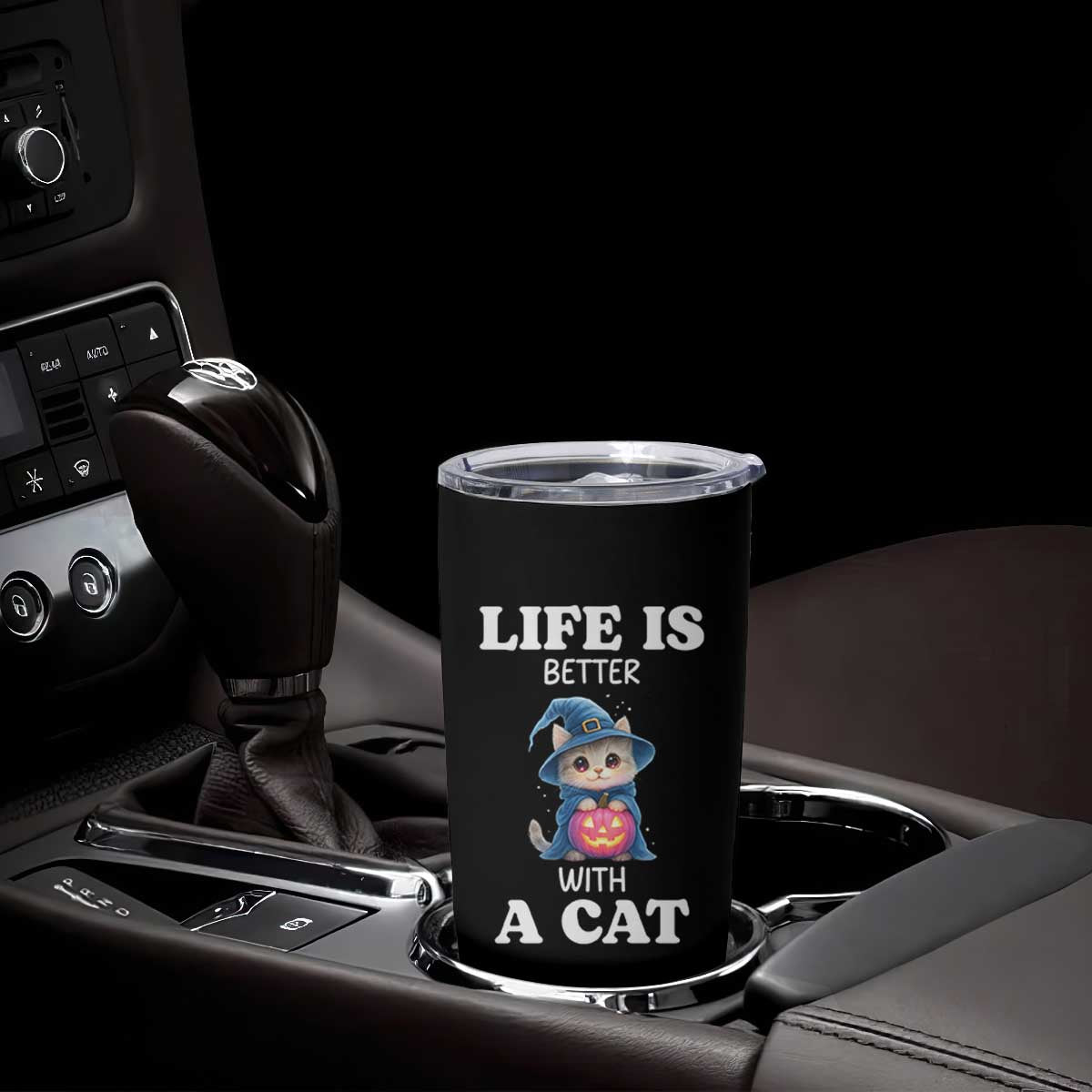 Halloween Kitty Tumbler Cup Cute Life Is Better With A Cat TS12 Print Your Wear