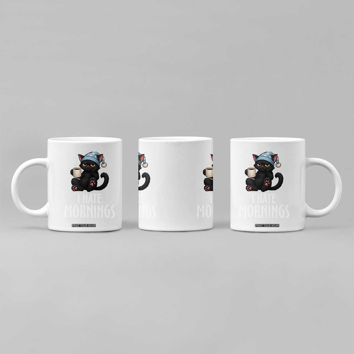 Funny I Hate Mornings Coffee Mug Cute Lazy Cat Drink Coffee TS12 Print Your Wear