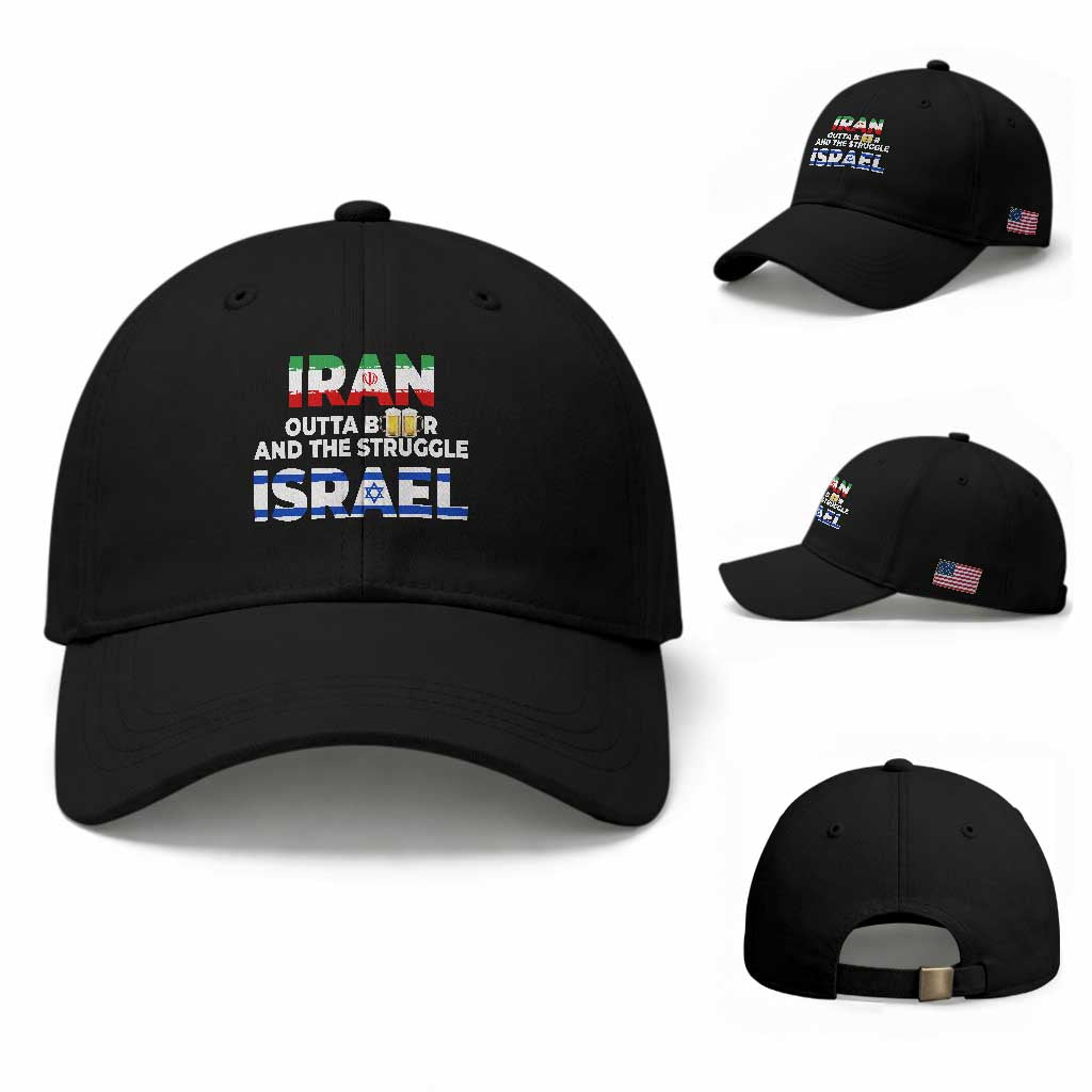 Funny Geopolitical Satire Iran Outta Beer Israel Struggle Baseball Cap TS12 Baseball Cap Universal Fit Black Print Your Wear