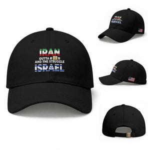 Funny Geopolitical Satire Iran Outta Beer Israel Struggle Baseball Cap TS12 Baseball Cap Universal Fit Black Print Your Wear
