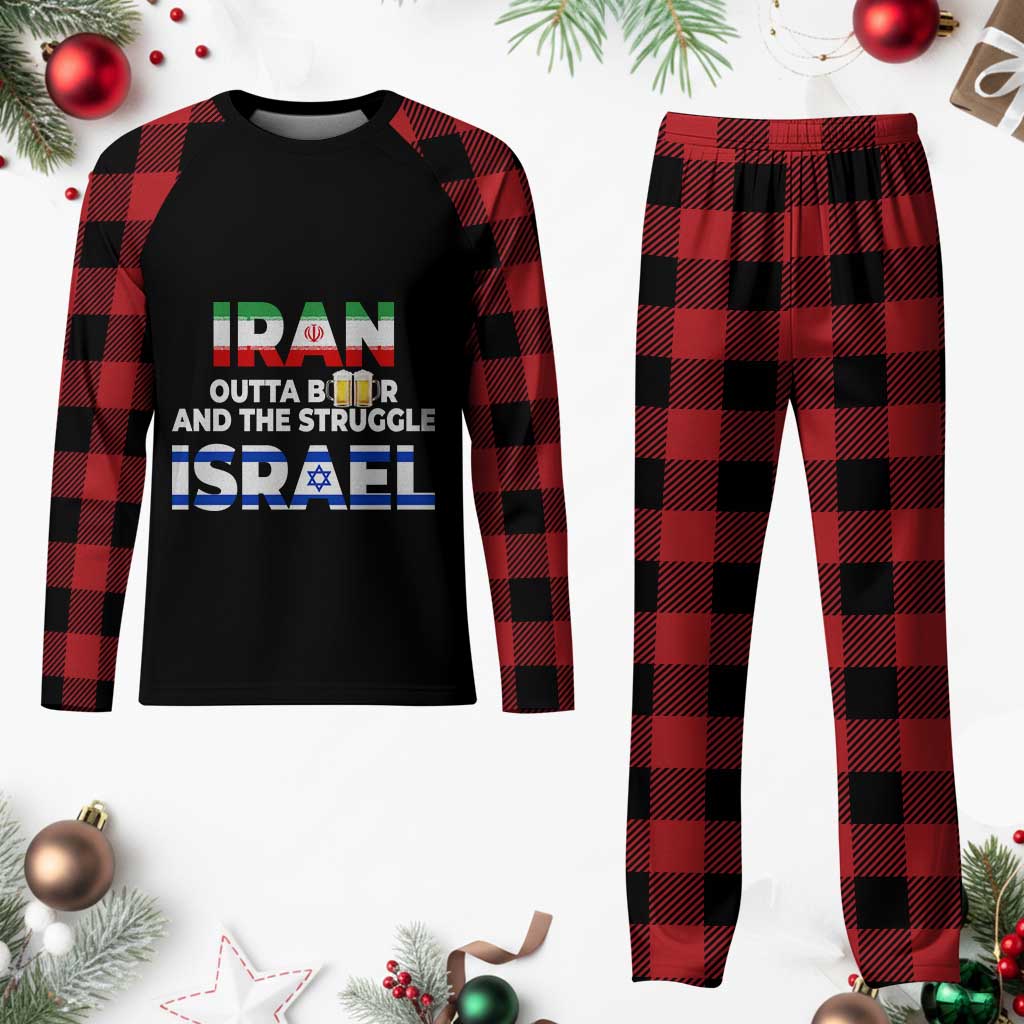 Funny Geopolitical Satire Iran Outta Beer Israel Struggle Plaid Pajama Set TS12 Buffalo Plaid Print Your Wear