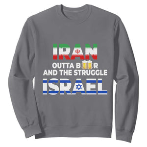 Funny Geopolitical Satire Iran Outta Beer Israel Struggle Sweatshirt TS12 Charcoal Print Your Wear