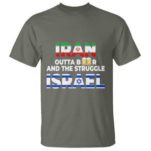 Funny Geopolitical Satire Iran Outta Beer Israel Struggle T Shirt TS12 Military Green Print Your Wear
