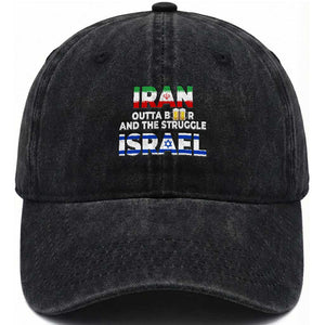 Funny Geopolitical Satire Iran Outta Beer Israel Struggle Washed Cotton Baseball Cap TS12 Print Your Wear