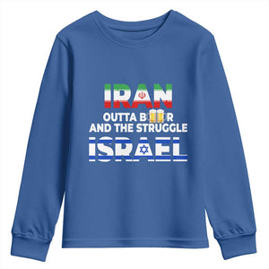 Funny Geopolitical Satire Iran Outta Beer Israel Struggle Youth Sweatshirt TS12 Royal Blue Print Your Wear