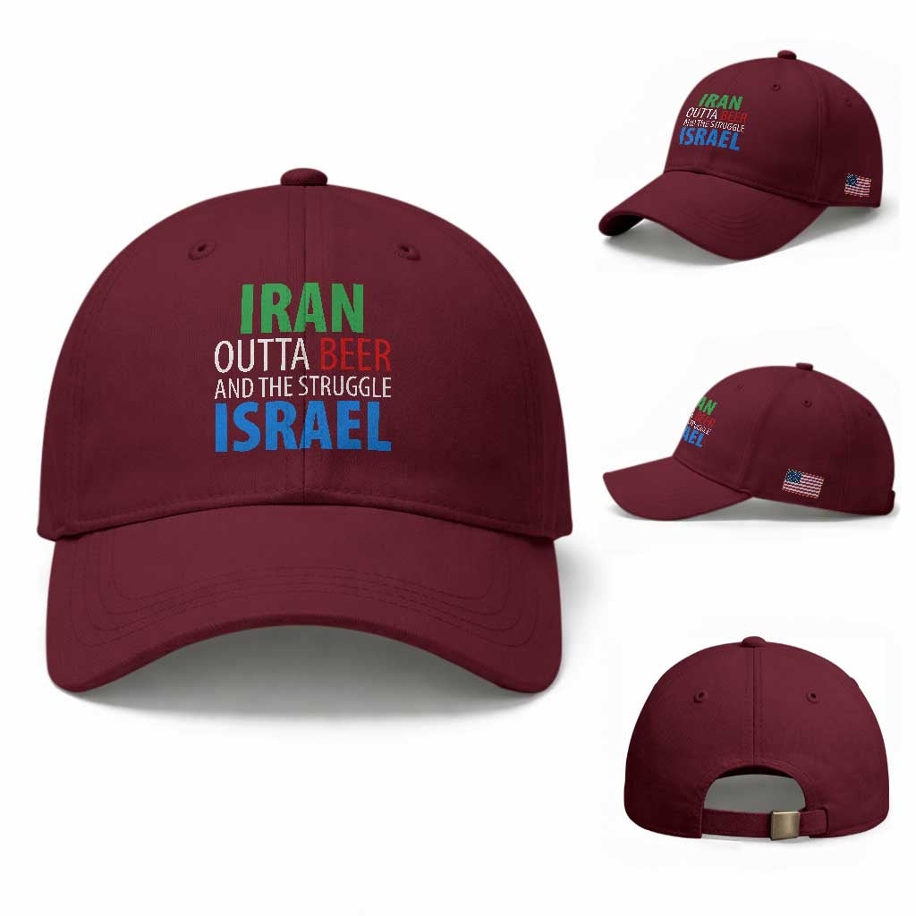 Iran And Israel Political Satire Baseball Cap The Great Beer Struggle TS12 Baseball Cap Universal Fit Maroon Print Your Wear