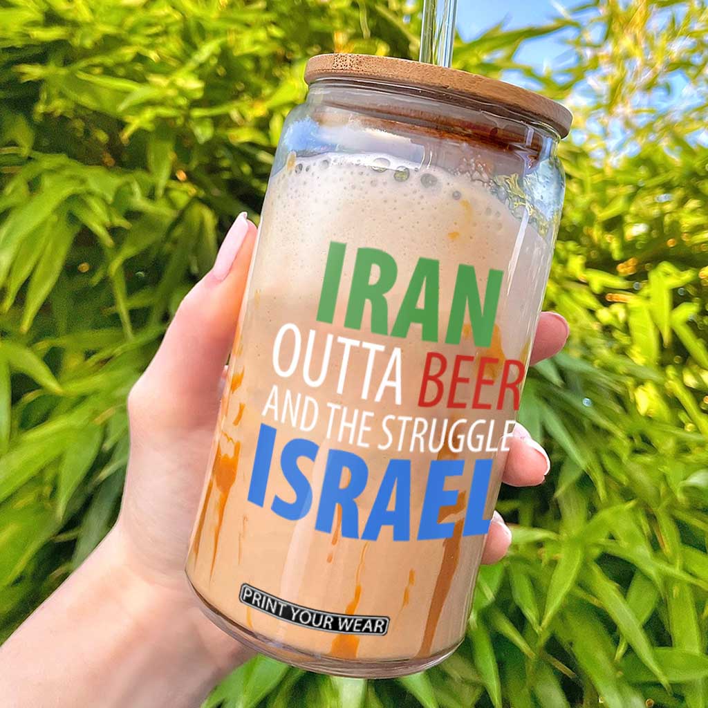 Iran And Israel Political Satire Glass Can The Great Beer Struggle TS12 Black Print Your Wear