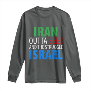 Iran And Israel Political Satire Long Sleeve Shirt The Great Beer Struggle TS12 Dark Heather Print Your Wear