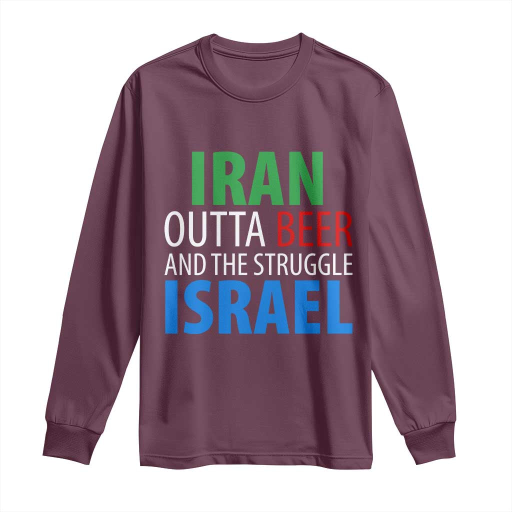 Iran And Israel Political Satire Long Sleeve Shirt The Great Beer Struggle TS12 Maroon Print Your Wear