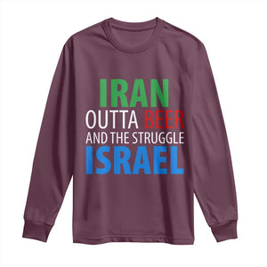 Iran And Israel Political Satire Long Sleeve Shirt The Great Beer Struggle TS12 Maroon Print Your Wear