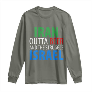 Iran And Israel Political Satire Long Sleeve Shirt The Great Beer Struggle TS12 Military Green Print Your Wear