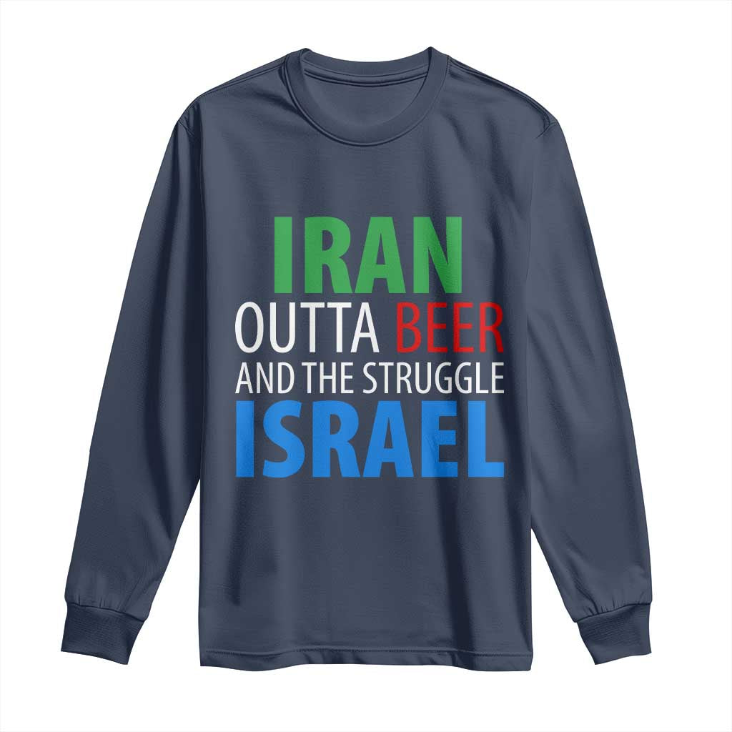 Iran And Israel Political Satire Long Sleeve Shirt The Great Beer Struggle TS12 Navy Print Your Wear