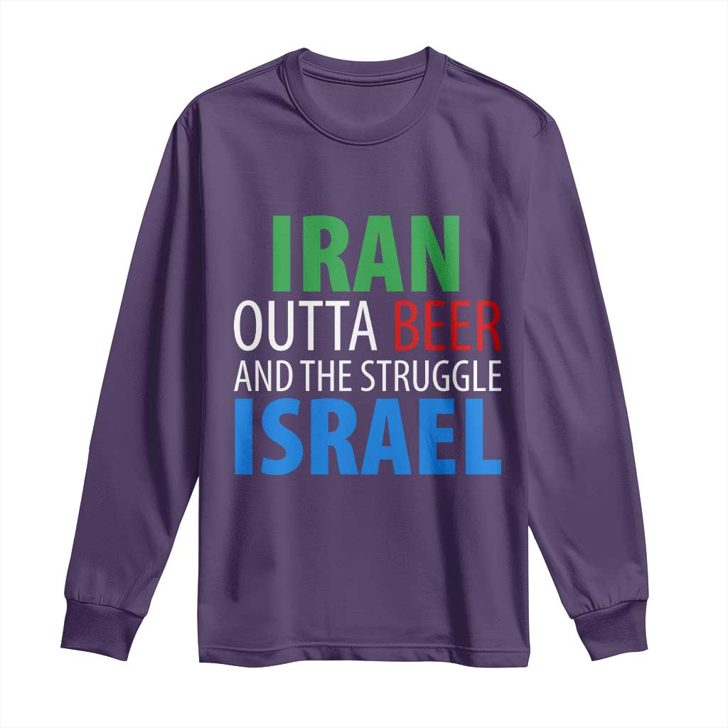 Iran And Israel Political Satire Long Sleeve Shirt The Great Beer Struggle TS12 Purple Print Your Wear