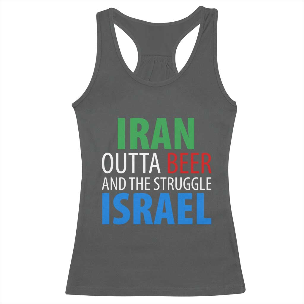 Iran And Israel Political Satire Racerback Tank Top The Great Beer Struggle TS12 Dark Heather Print Your Wear