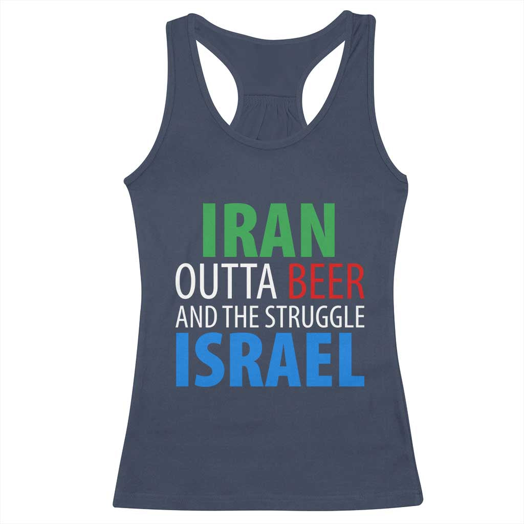 Iran And Israel Political Satire Racerback Tank Top The Great Beer Struggle TS12 Navy Print Your Wear