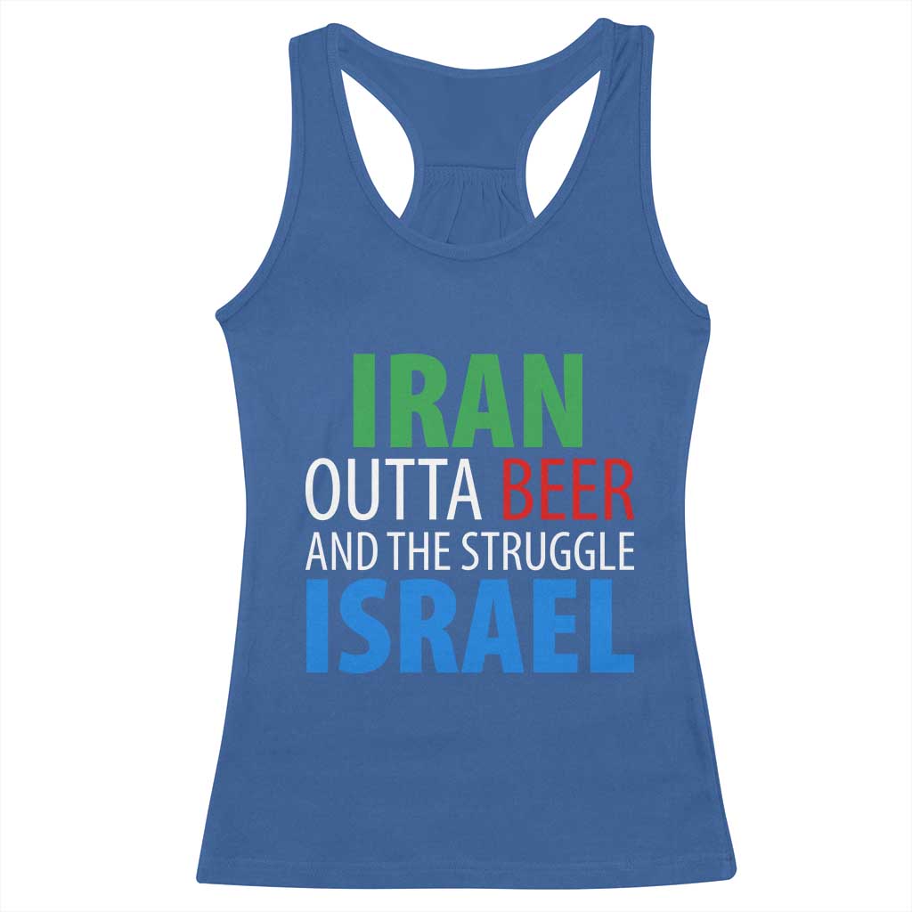 Iran And Israel Political Satire Racerback Tank Top The Great Beer Struggle TS12 Royal Blue Print Your Wear