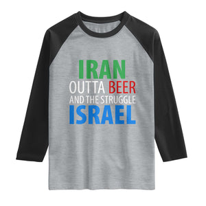 Iran And Israel Political Satire Raglan Shirt The Great Beer Struggle TS12 Heather Gray Black Print Your Wear