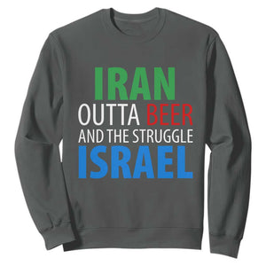 Iran And Israel Political Satire Sweatshirt The Great Beer Struggle TS12 Dark Heather Print Your Wear