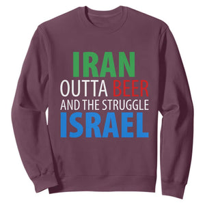 Iran And Israel Political Satire Sweatshirt The Great Beer Struggle TS12 Maroon Print Your Wear