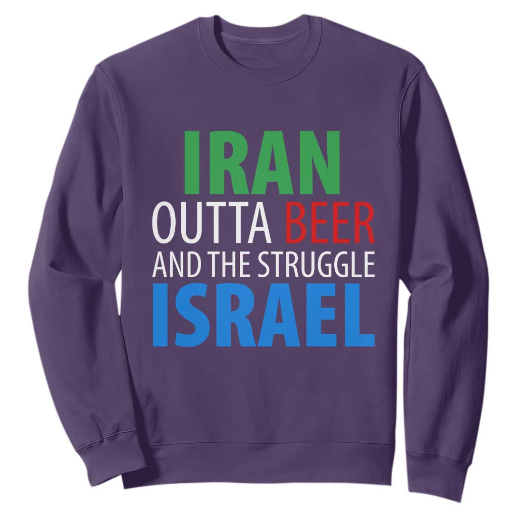 Iran And Israel Political Satire Sweatshirt The Great Beer Struggle TS12 Purple Print Your Wear