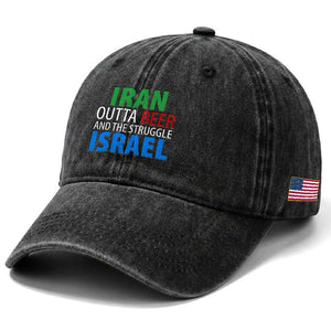 Iran And Israel Political Satire Washed Cotton Baseball Cap The Great Beer Struggle TS12 Print Your Wear